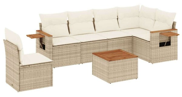 VidaXL Polyrattan Kerti Ülőgarnitúra - 7 részes - Bézs