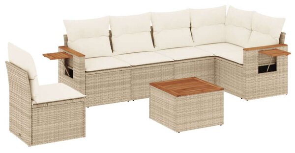 VidaXL Polyrattan Kerti Ülőgarnitúra - 7 részes - Bézs