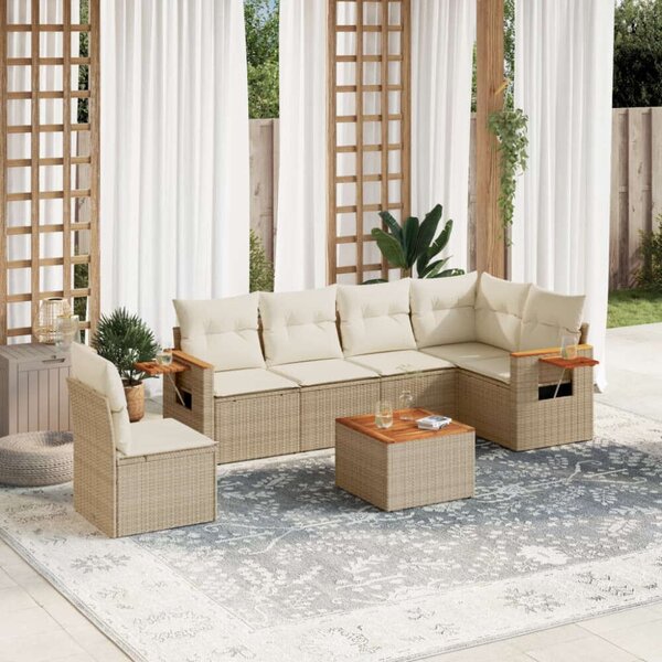 VidaXL Polyrattan Kerti Ülőgarnitúra - 7 részes - Bézs