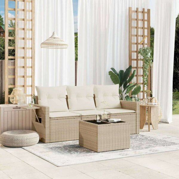 VidaXL Polyrattan Kerti Ülőgarnitúra - 4 részes - Bézs