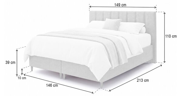 TRENTINO kárpitozott ágyneműtartós franciaágy 140x200 - krémszínű
