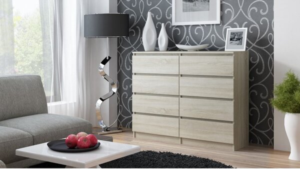 8 fiókos komód Malva 140 cm Sonoma tölgy