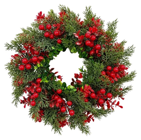 Adventi ajtókoszorú RED BERRIES Ø 35 cm, zöld/piros