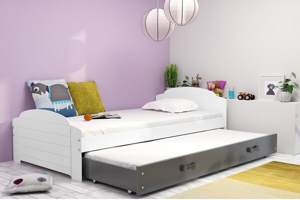 LILI gyerekágy kihúzható fekvőhellyel 90x200 cm - fehér Szürke