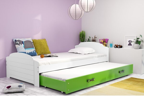 LILI gyerekágy kihúzható fekvőhellyel 90x200 cm - fehér Fehér