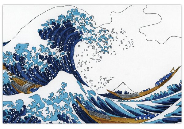 Kép - japán rajz, hullámok (90x60 cm)