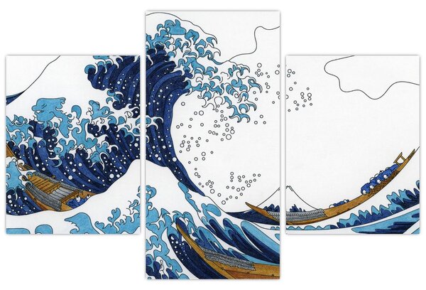 Kép - japán rajz, hullámok (90x60 cm)
