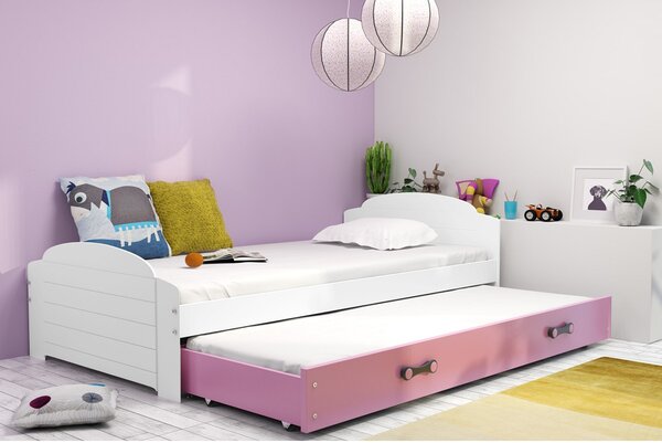 LILI gyerekágy kihúzható fekvőhellyel 90x200 cm - fehér Fehér