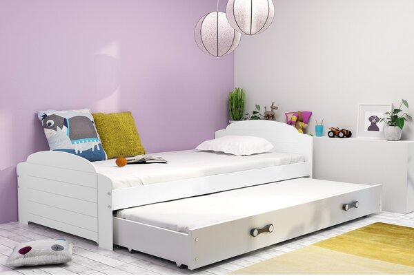 LILI gyerekágy kihúzható fekvőhellyel 90x200 cm - fehér Fehér