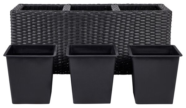 Virágcserép BELLIS PE Rattan 82 cm Fekete
