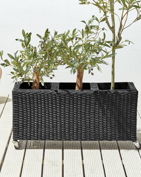Virágcserép BELLIS PE Rattan 82 cm Fekete