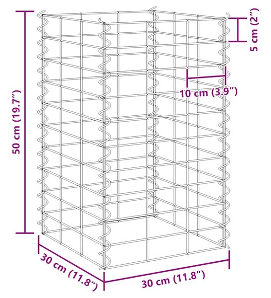 3 db vas gabion magaságyás 30 x 30 x 50 cm