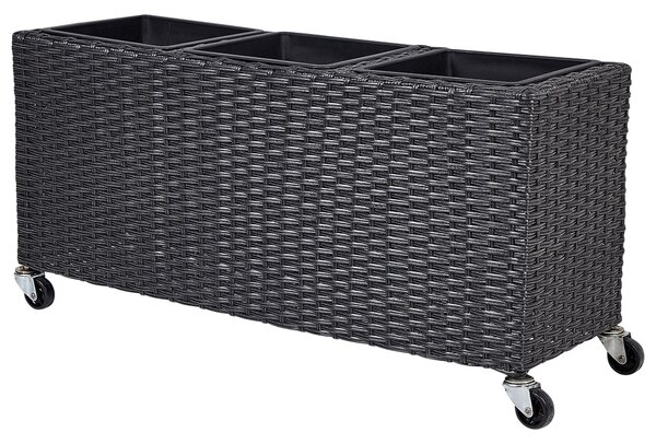 Virágcserép BELLIS PE Rattan 82 cm Fekete