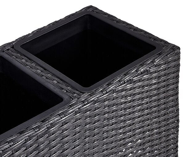 Virágcserép BELLIS PE Rattan 82 cm Fekete
