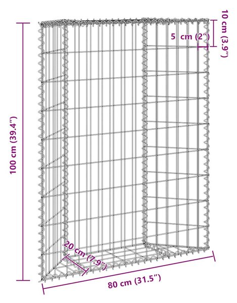 Trapéz alakú horganyzott acél gabion magaságyás 80x20x100 cm
