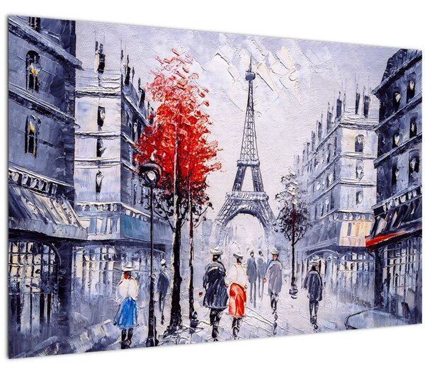 Egy párizsi utca képe, olajfestmény (90x60 cm)