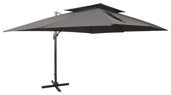 VidaXL antracitszürke dupla tetejű konzolos napernyő 400 x 300 cm