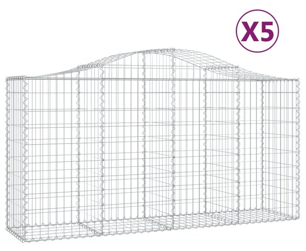 5 db íves horganyzott vas gabion kosár 200 x 50 x 100/120 cm