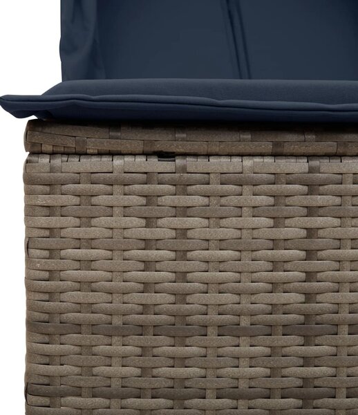 VidaXL szürke polyrattan dupla napozóágy tetővel és függönyökkel