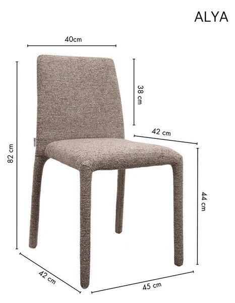 King Home ALYA Szék Poliészter Barna/Taupe Teljesen Kárpitozott (2 db)