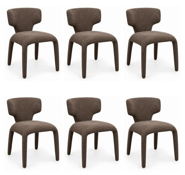 King Home Apulia Szék Szett Poliszter Barna / Taupe Strukturált Kárpit 6 Darabos