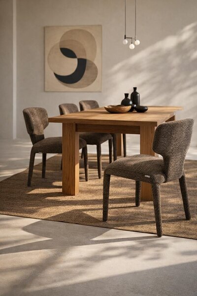 King Home Apulia Szék Szett Poliszter Barna / Taupe Strukturált Kárpit 6 Darabos