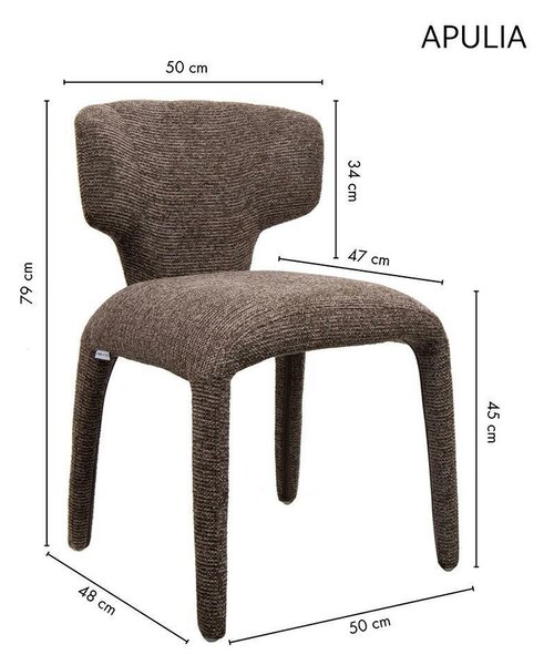 King Home Apulia Szék Szett Poliszter Barna / Taupe Strukturált Kárpit 6 Darabos