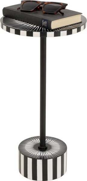 Kare Design Iris Kisasztal MDF Poliresin Fekete-Fehér Sugárzó Mintával