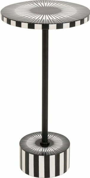 Kare Design Iris Kisasztal MDF Poliresin Fekete-Fehér Sugárzó Mintával