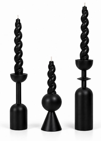 SHP Dark Gyertyatartó Szett Fa Fekete Minimalista 3 darabos
