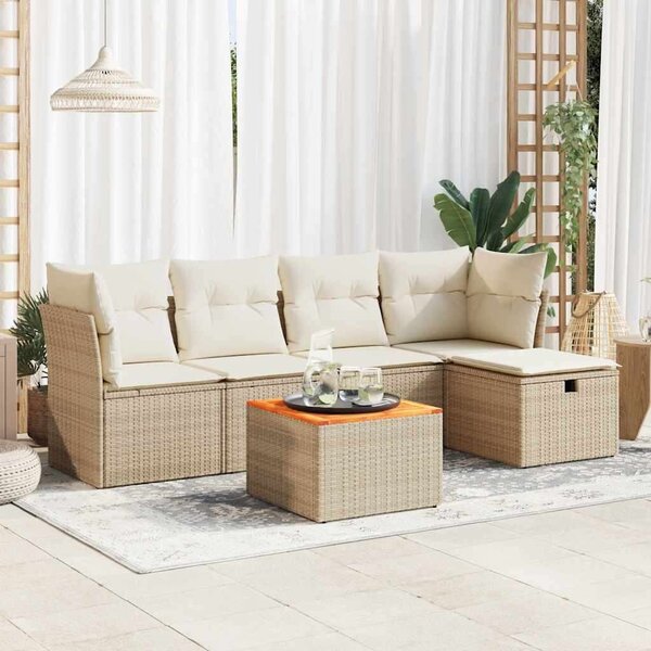 Polyrattan Kerti Ülőgarnitúra - 6 részes - Bézs