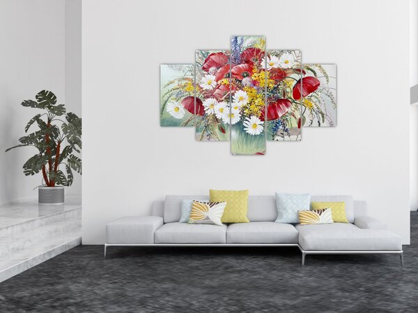 Egy váza képe vadvirágokkal (150x105 cm)