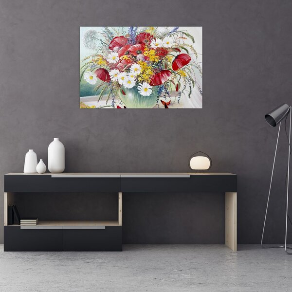 Egy váza képe vadvirágokkal (90x60 cm)