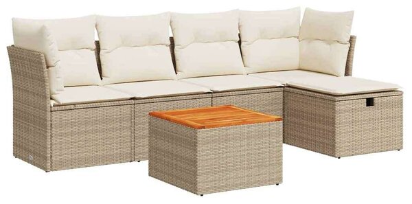 Polyrattan Kerti Ülőgarnitúra - 6 részes - Bézs