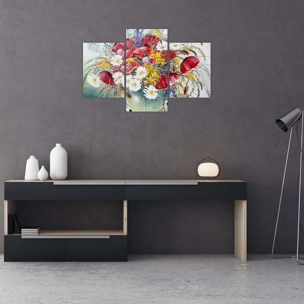 Egy váza képe vadvirágokkal (90x60 cm)