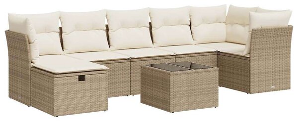 VidaXL Polyrattan Kerti Ülőgarnitúra - 8 részes - Bézs