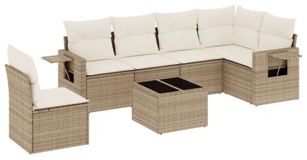 Polyrattan Kerti Ülőgarnitúra - 7 részes - Bézs