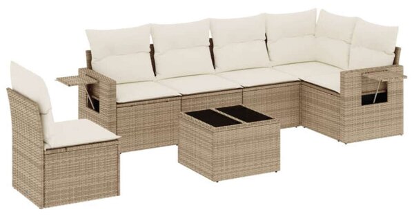 Polyrattan Kerti Ülőgarnitúra - 7 részes - Bézs