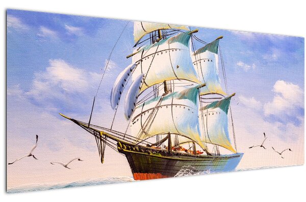 Kép egy hajóról a hullámokon (120x50 cm)