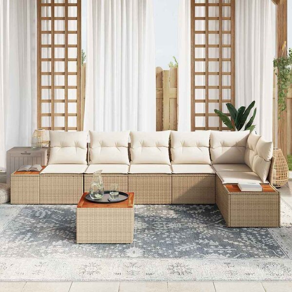 Kerti Kanapé Szett 7 pcs bézs és krémszínű 319 x 154 x 85 cm