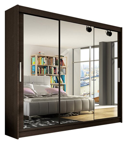 Nagy ASTON III gardróbszekrény csokoládé színben, szélessége 250 cm