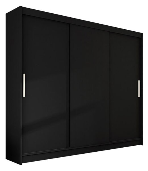 Nagy ASTON II gardróbszekrény fekete színben, szélessége 250 cm