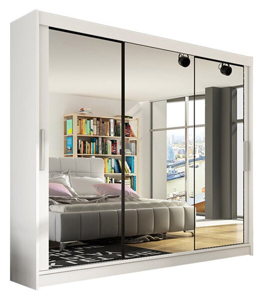 Nagy ASTON III gardróbszekrény fehér színben, szélessége 250 cm