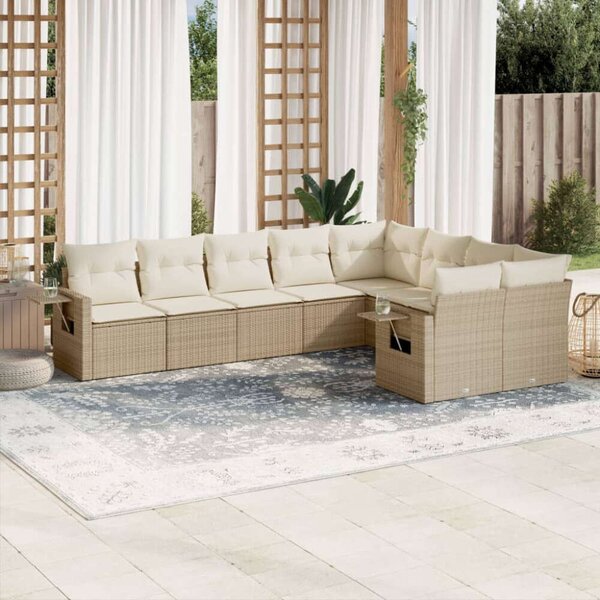 VidaXL Polyrattan Kerti Ülőgarnitúra - 9 részes - Bézs