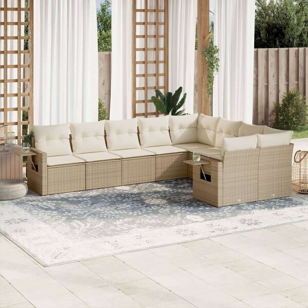 VidaXL Polyrattan Kerti Ülőgarnitúra - 9 részes - Bézs