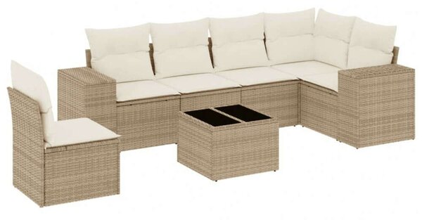VidaXL Polyrattan Kerti Ülőgarnitúra - 7 részes - Bézs