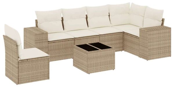 VidaXL Polyrattan Kerti Ülőgarnitúra - 7 részes - Bézs