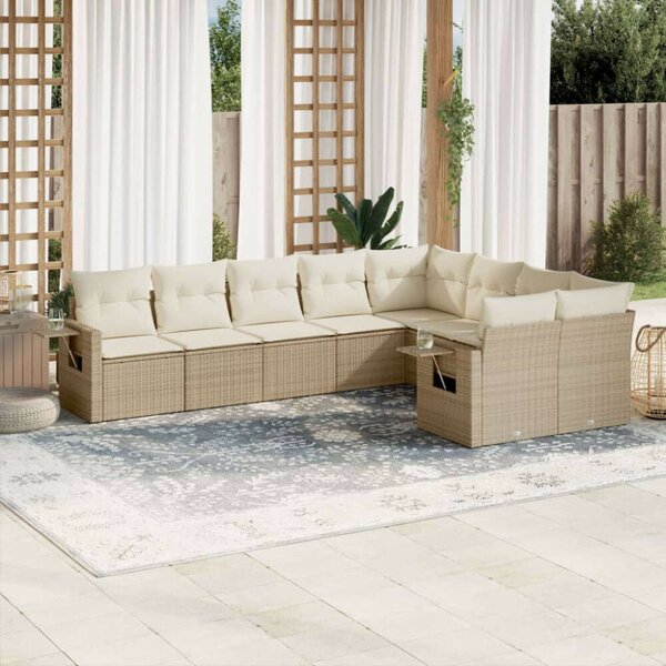 VidaXL Polyrattan Kerti Ülőgarnitúra - 9 részes - Bézs
