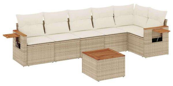VidaXL Polyrattan Kerti Ülőgarnitúra - 7 részes - Bézs