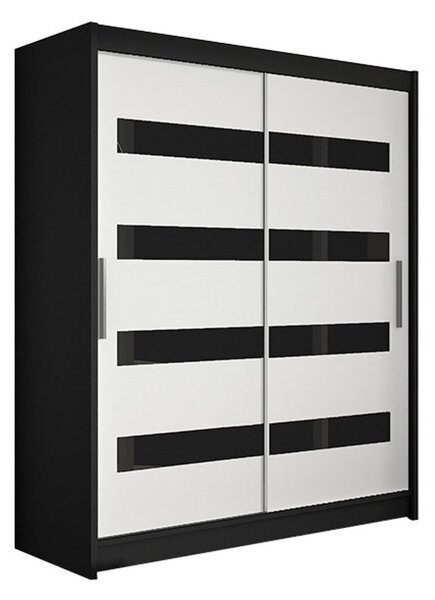 WESTA IV nagy fekete/fehér ruhásszekrény, 150 cm szélesség